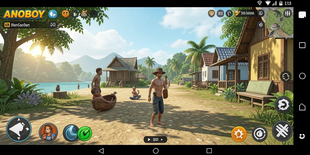 Tampilan gameplay ANOBOY yang seru dan penuh warna.