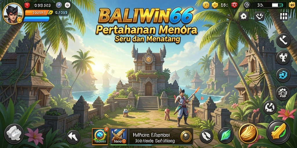 Tampilan permainan BALIWIN66 dengan pertahanan menara yang strategis.