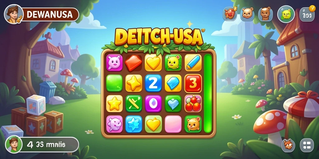 Screenshot gameplay DEWANUSA dengan fitur Match-3 yang menarik.