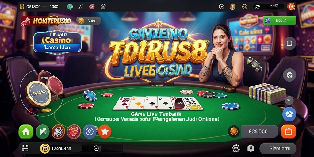 Tampilan utama gameplay HOKITERUS88 dengan dealer langsung yang interaktif.