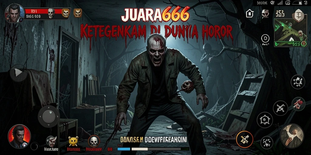 Tangkapan layar gameplay JUARA666 menunjukkan suasana horor yang mencekam.