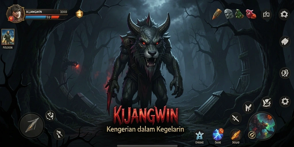 Tampilan gameplay menegangkan di KIJANGWIN yang penuh dengan ketakutan.