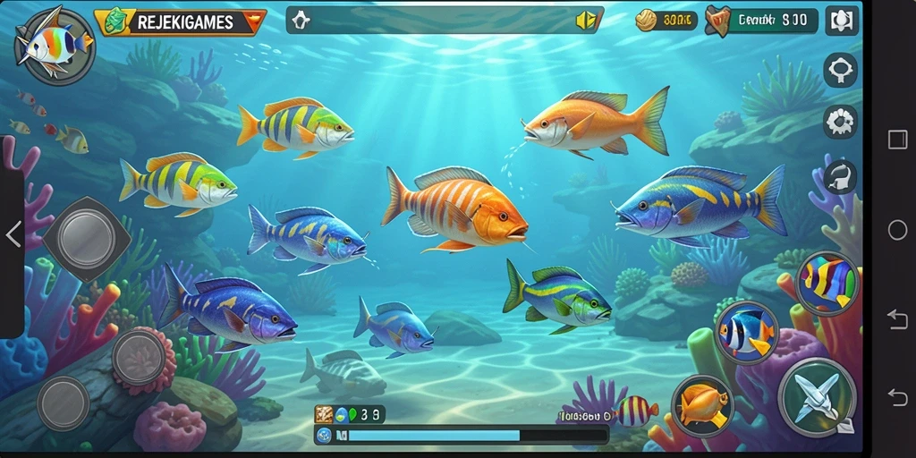 Tampilan gameplay seru menembak ikan di REJEKIGAMES.