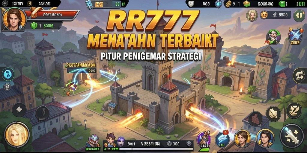 Screenshot gameplay RR777 menampilkan pertahanan menara yang mendebarkan.
