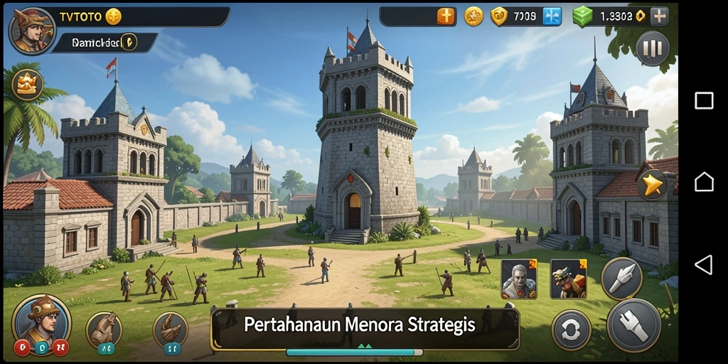 Tampilan gameplay menegangkan di TVTOTO dengan strategi menara yang menarik.